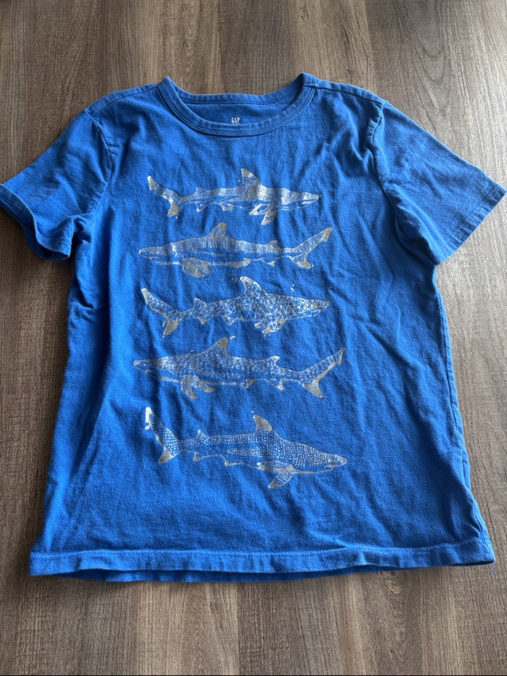GAP Royal Blue Tee with Silver Shark Print